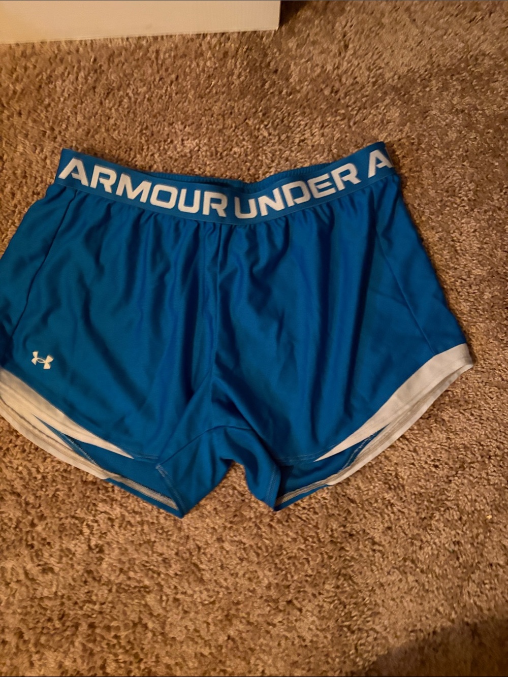 Under Armour Bright Blue Women's Athletic Shorts with White Trim